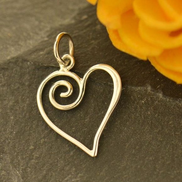 Jewelry - Real Yellow Gold Sterling Silver Heart Pendant New